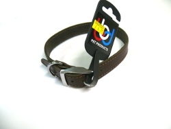 Leather Plain Collar 3/4" x 16" - 18" Brown British by Design