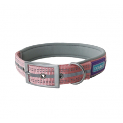 Medium Pink Double Reflective & Padded Nylon Buckle Collar 3/4” X 14-18” (35-45cm) Hem & Boo