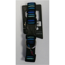 Hem & Boo Block 1" X 18-24" Adjustable Dog Collar Black & Blues