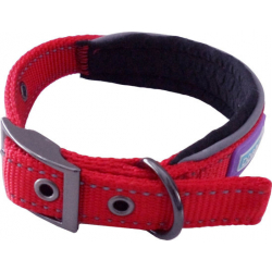 Hem And Boo Reflective & Padded Nylon Buckle Collar Medium 3/4” X 14-18” (35-45cm) Red