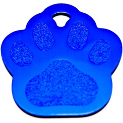 Engraved Blue Paw Print Dog Tag - Cat Tag