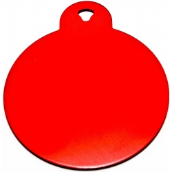 Engraved Large Red Circle Dog Tag - Cat Tag