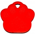 Engraved Red Paw Print Dog Or Cat Tag