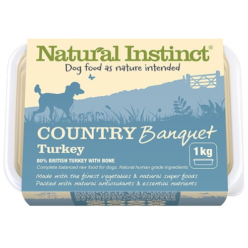 Natural Instinct Country Banquet Turkey Dog 1kg Frozen