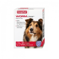 Beaphar WORMclear Dog For Dogs Up To 40kg (4Tabs)