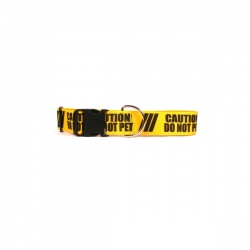 Yellow Design Caution Collar Do Not Pet 2 Inch Small