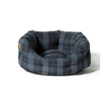 Small+ Navy / Grey Print Deluxe Slumber Dog Bed / Cat Bed - Danish Design Lumberjack 18" 45cm