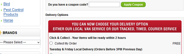 Click and Collect Delivery Option